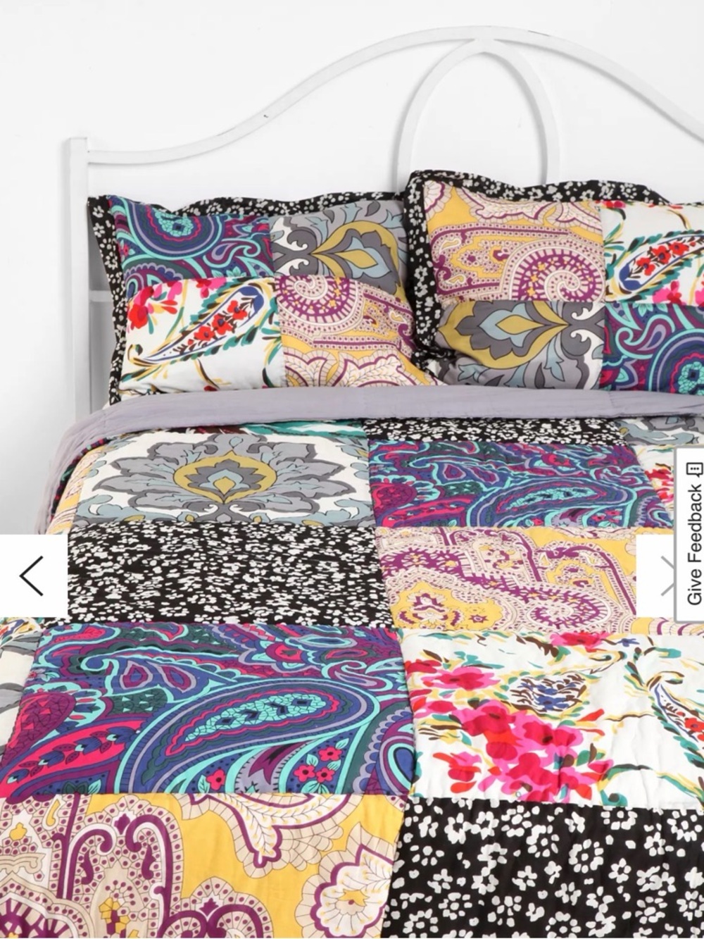UO Paisley Floral Patchwork Quilted Shams Set
